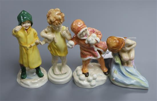Four Royal Worcester Freda Doughty figures